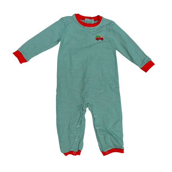 NWT Itsy Bitsy 18M Christmas Fire Truck Romper - Picture 1 of 4